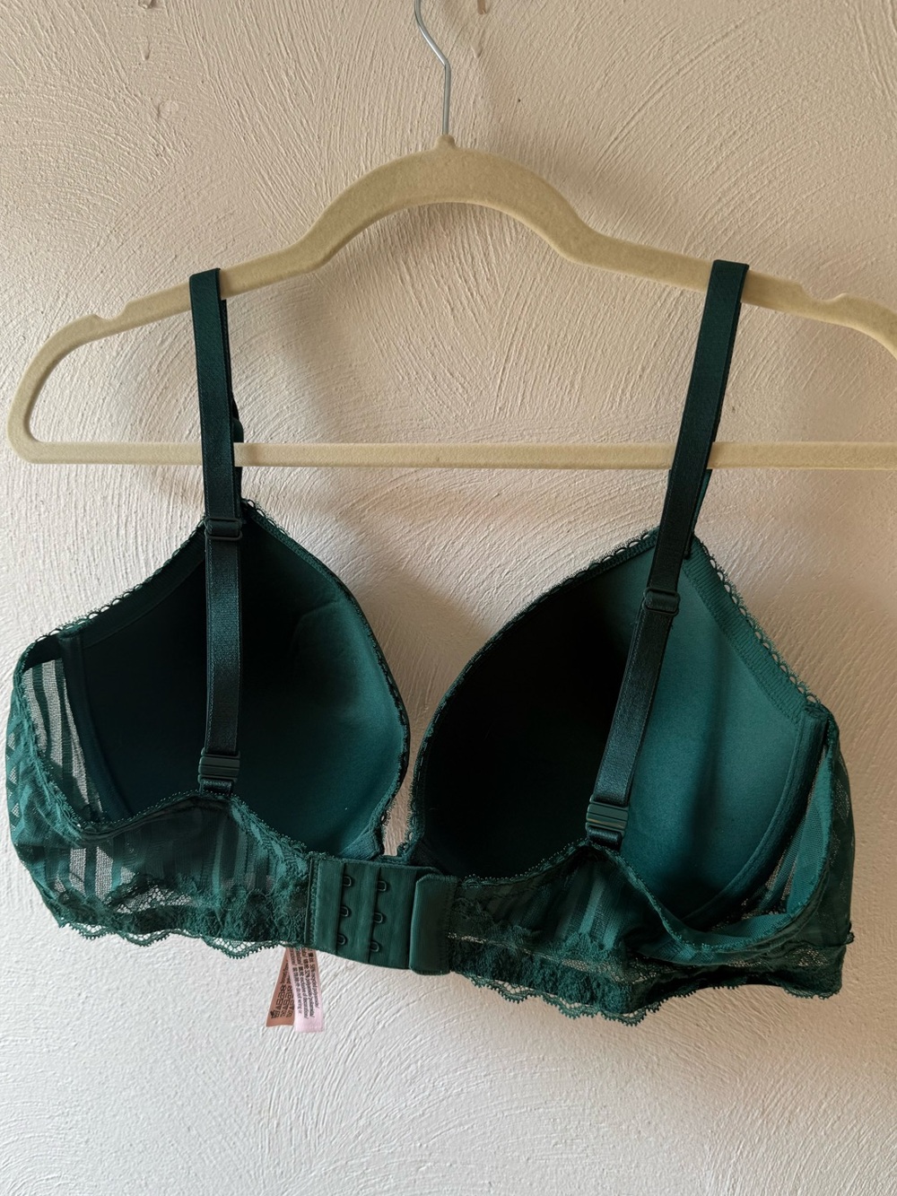 Victoria’s Secret Emerald Green Striped Lace Push Up Bra 40C Lingerie - Picture 3 of 6